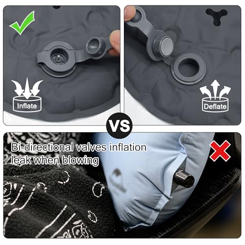 Inflatable Seat Cushion, Lightweight Stadium Seat Pad, Travel Air seat Cushion Anti-Slip for Airplane, Long Flights, Hiking, Climbing, Home and Camping, Compact Air Cushion - color: Black