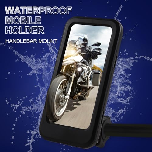 Motorcycle Phone Mount Holder, 150mph Wind Anti-Shake Bike Handlebar Cell Phone Clamp 6.3inch Most Phones Friendly, Compatible with iPhone 16