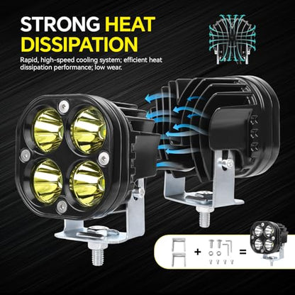 Motorcycle Driving Lights White LED Pods Lights 3’’ 40W LED Driving Off Road Lighting 12V 24V Spot Cube Light for Truck ATV UTV SUV Bike Car Boat Trucks LED Spotlights with 6 Light Beads 2PCS - color: White