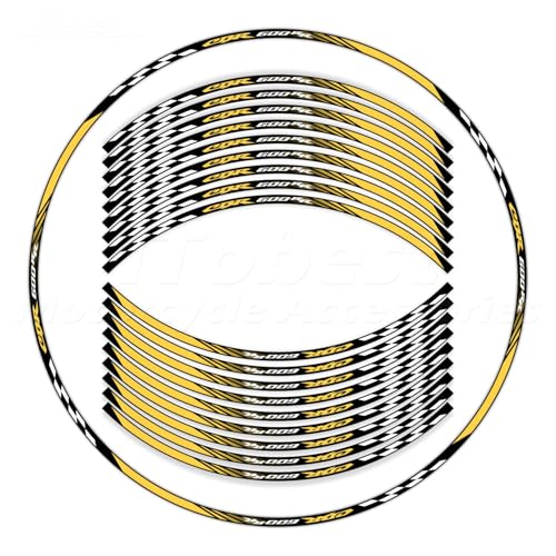CBR 17 inch Wheel Rim Stickers Decals Tape Compatible with CBR600RR 2003-2025 F5 Motorcycle Reflective Rim Tapes Sticker Stripe (Ceep Yellow) - color: Ceep Yellow