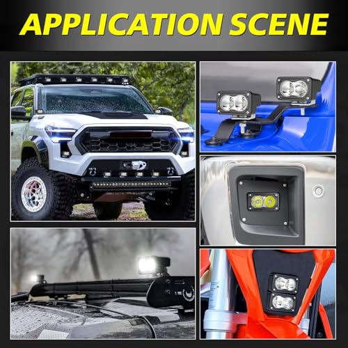 LED Pods, AKD Part 3 Inch CREE LED Off Road Driving Lights 40W Spot Flood Combo Small Ditch Light Fog Lights Pods 2 Packs for Truck Motorcycle SUV UTV ATV Dirt Bike Surron - color: White
