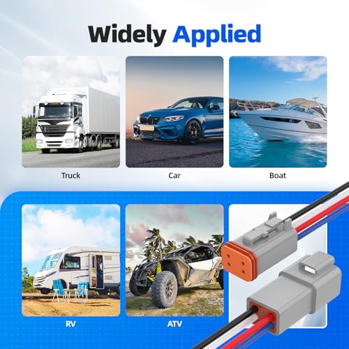 4 Pin Deutsch Connector, Hoodutric 16AWG Gray Male Female Wiring Harness DT Pigtail 4 Wire Waterproof Connector with Heat Shrink Tubing Electrical Tape for Car Truck Motorcycle Boat- 6 Kit - style: 4Pin Gray 6 Set