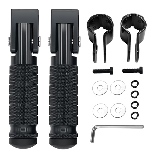 M8 Anti-Skid CNC Universal Motorcycle Foot Pegs Degree Foldable Footpegs Footrest,Upgrade Passenger Pedal For Mini Bike Dirt Pit Bike Electric Car Motorbike Honda Suzuki Yamaha Kawasaki(Black) - color: Black