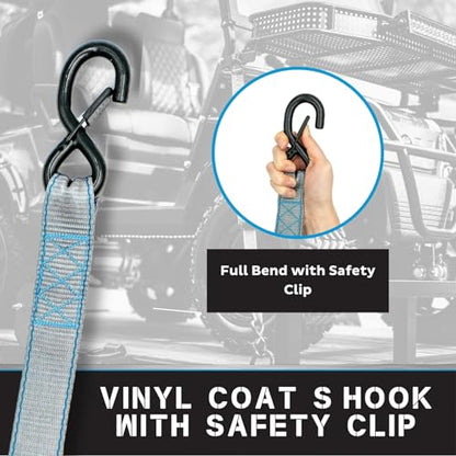 Tie Down 1.5 inch x 8 ft Grey Heavy Duty Ratchet Strap, 4-Pack Kit - 5208 lbs. Breaking Load Limit - color: Grey, size: 4-Pack