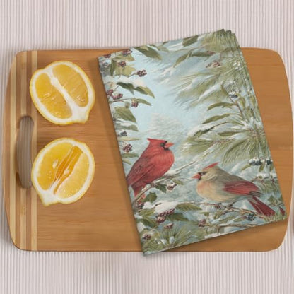 Winter Red Birds Kitchen Towels Set of 2 Snow Tree Dish Towels Bar Absorbent Cleaning Tea Towel for Home Dining Restaurants - color: Winter Red Birds Snow Tree