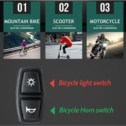 12-72V Universal Ebike Light and Horn Switch 2 in 1 Electric Bike Scooter Light Switch Motorcycle Button 7/8'' Motorcycle Headlights Horn Turn ON/Off Control Switches DK226 - style: 2-in-1 switch DK226