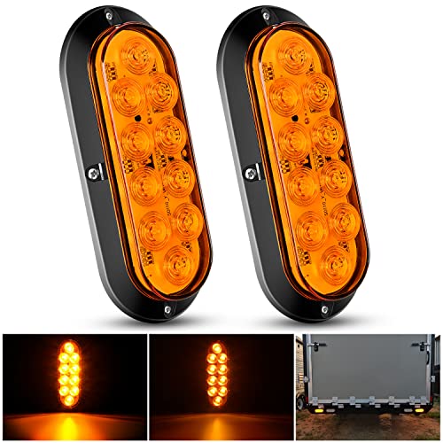 Nilight 6 Inch Oval Amber LED Trailer Tail Lights 2PCS 10 LEDs Waterproof Turn SignalsTrailers Lights for Truck RV Boat Bus Lorry Camper Van Caravan - color: Amber Lights Screws 2PCS