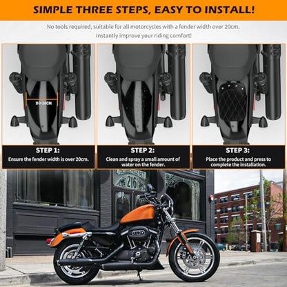 DREAMIZER Universal Black Motorcycle Solo Passenger Seat Rear Cushion 8 Suction Cups Compatible with Harley Davidson Sportster XL 883 1200 Forty Eight Dyna Chopper Bobber Custom (Black-rivet) - style: Rivet Black