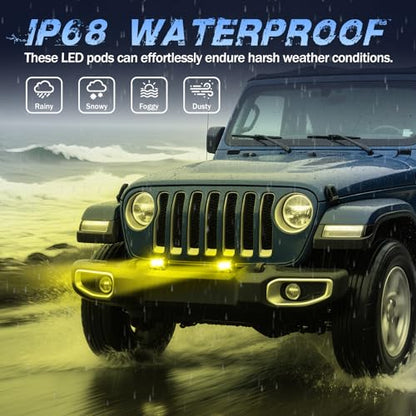 Yellow LED Pods, 2Pcs 40W 3 Inch Yellow Spot LED Light Pods Fog Lights Small Pod Lights Motorcycle Driving offroad Backup Bumper Light for Truck ATV UTV SUV Surron Pickup Boat - color: Yellow Spot Lights