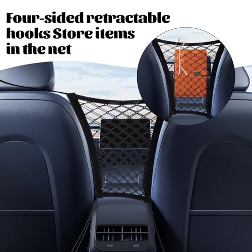 2PCS Motorcycle Bungee Cargo Net, Universal Elastic Automotive Small Cargo Net, Double Layer Storage Bungee Nets, Upgrade Bike Cargos Nets with Adjustable Hooks, 11" x 9"