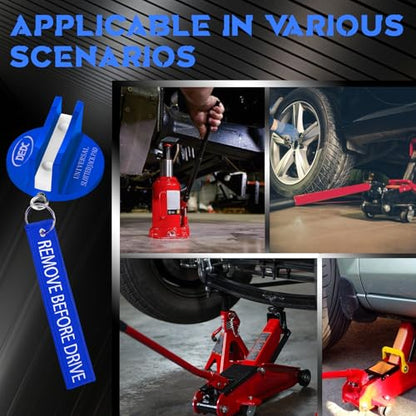 DEDC Universal Pinch Weld Jack Pad 2 Pcs Blue, Magnetic Aluminum Jacking Puck Frame Rail Protecotr with 2 Reminder Streamers, Garage Accessories for Mechanics - size: Blue 2 Pcs with 2 Reminders