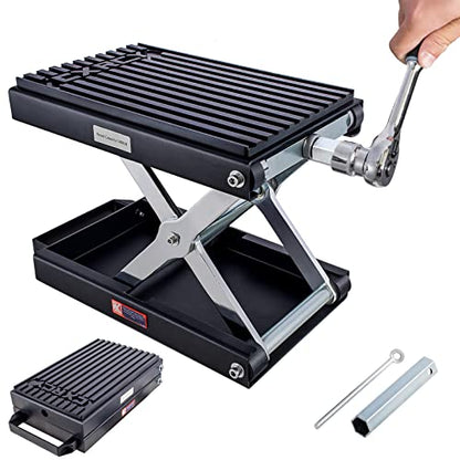 CXRCY 1400 LBS Motorcycle Lift Scissor Jack with Handle,Carbon Steel Upgraded Dirt Bike ATV Steel Motorcycle Hoist Stand with Ratchet Wrench,Crank Handle - color: 1400 LBS Black