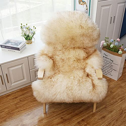 Real Genuine Sheepskin Rug Natural Fur Rug Sheep Skin Rugs Full Sheepskin Rugs Authentic Sheep Skin Throw Lambskin Seat Covers for Chairs Wool Seat Pad Cushion (2.3X3.28 ft) - color: 7