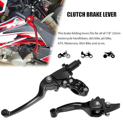 7/8inch 22mm Universal Motorcycle Clutch Brake Lever Folding Levers for 50/110/125/140/150cc Dirt Pit Bike SSR RFZ 125 DBX18/19 Xpro Coolster Thumpstar Baja Apollo (Black) - color: Black