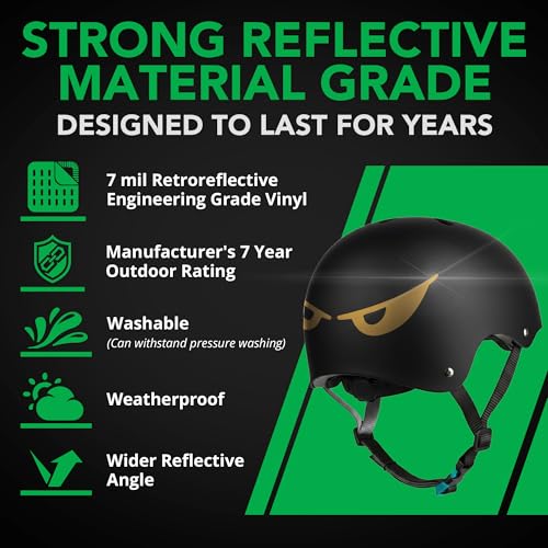 Bright Knight Decals Reflective Evil Eye Stickers, 6" x 3" Gold Evil Eye Motorcycle Decals & Graphics for Bike & Motorcycle Helmet Stickers, Made in USA, 3 Pairs - color: Gold