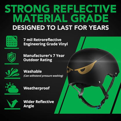 Bright Knight Decals Reflective Evil Eye Stickers, 6" x 3" Gold Evil Eye Motorcycle Decals & Graphics for Bike & Motorcycle Helmet Stickers, Made in USA, 3 Pairs - color: Gold