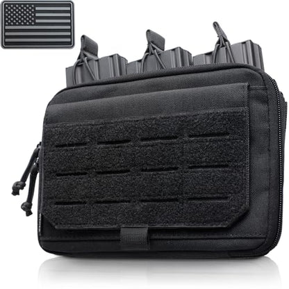 WYNEX Molle Admin Pouch of Kangaroo Style, Tactical Utility Tool Pouch with Mag/Zipper Strip Insert Modular EDC Medical Bag Organizer Attachment Patch Included - color: Black
