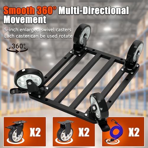 Stainless Steel Furniture Dolly, 2000lbs Capacity Heavy Duty Furniture Dolly, 5-inch Swivel casters, 24 x 18 inch Platform and Fastening Device, Safely Moving Heavy Objects - size: 24"L x 18"W Furniture Dolly
