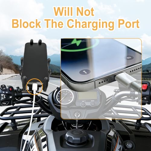 Chikia Anti-Vibration Motorcycle Phone Mount Holder with Sunshade, Adjustable Size Handlebar for ATV Bike Bicycle Scooter Waterproof All Weather Fit 4.7-6.9" Smartphone