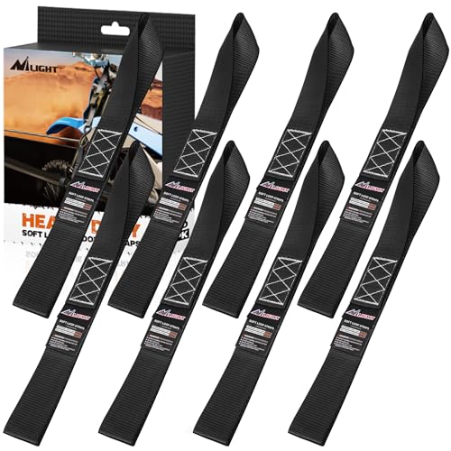 Nilight Soft Loop 1.7”×17" Motorcycle Tie Down Straps Heavy Duty 12000Lbs Max Break Strength for Securing ATV UTV Kayak Moving Cargo (8PK-Black) - color: Black