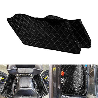 Non-Stretched Saddlebag Liners Inserts White Thread Compatible with Harley Touring Electra Street Glide Road King 2014-2023 1 Pair - color: White Stitching