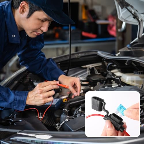 Shimeyao 24 Pcs Inline Fuse Holder Waterproof Automotive Replacement with ATC Blade Fuses for Car Truck Motorcycle Boat (14 Awg with 15 A) - size: 14 Awg with 15 A