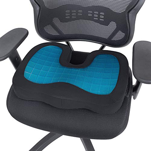 Motor Trend Cooling Car Seat Cushion with Memory Foam, Made with Orthopedic Gel for Maximum Coccyx Comfort & Back Pain Relief, Ideal Office Chair Cushion - style: Seat Cushion