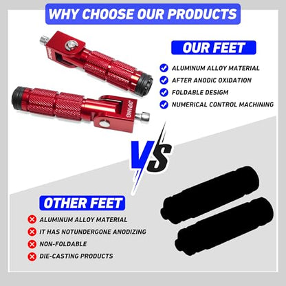 Universal Motorcycle Bicycle Folding Passenger Foot Pegs M8 Rearsets Rear Set Footrests Footpeg Foot Rest Peg Pedals For Bike Install Hole 8mm (A-ZDJT-012-Red) - color: A-ZDJT-012-Red