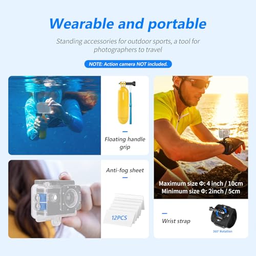 NEEWER 50 in 1 Action Camera Accessory Kit Compatible with GoPro Hero 12 11 10 9 DJI OSMO 4 3 2 Insta360 X3 X2 GO 3 SJCAM DBPOWER AKASO VicTsing APEMAN WiMiUS QUMOX Lightdow Campark Sony Sports DV - style: 50 in 1 Comatible with GoPro