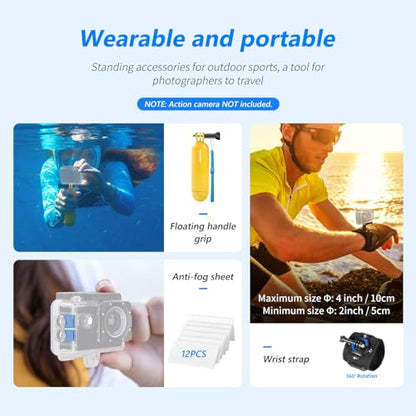 NEEWER 50 in 1 Action Camera Accessory Kit Compatible with GoPro Hero 12 11 10 9 DJI OSMO 4 3 2 Insta360 X3 X2 GO 3 SJCAM DBPOWER AKASO VicTsing APEMAN WiMiUS QUMOX Lightdow Campark Sony Sports DV - style: 50 in 1 Comatible with GoPro