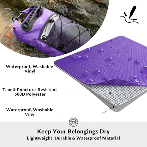 STOVER 5/10/25/30/40/55L Waterproof Dry Bag- Roll-Top Backpack w/Phone Case- Kayaking, Hiking, Camping, Boating- Men/Women - color: 30l Purple (With Phone Case), size: 30L