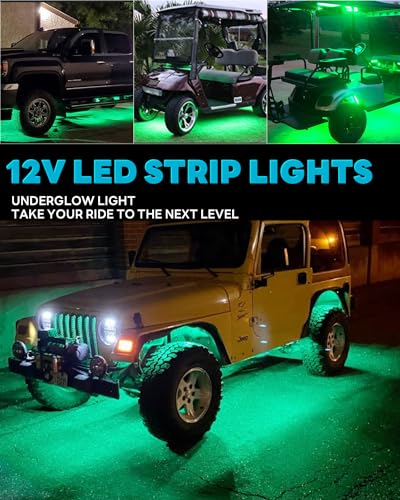 12V Led Light Strip Connectable 24Inch Green Led Strip Lights for Car Underglow Kit Golf Cart Motorcycle Boat Cabinet Waterproof Led Light Strip,4Pack - color: Green Led Strip