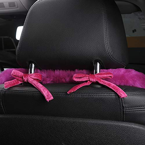 OGLAND 2 Pack Fur Fuzzy Sheepskin Car Seat Covers for Universal Auto Plush Seat Cushion Accessories Automobiles (Honey Beige) - color: Honey Beige