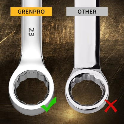 GRENPRO Metric Wrench Set, Large Wrench Set Metric and Standard, 7PC 23mm, 24mm, 26mm, 27mm, 30mm, 32mm Long Big Open End Wrench Tool Set Roll Up Pouch Organizer with Gauge, Combination Wrenches Sets - style: Metric Wrench Set Large