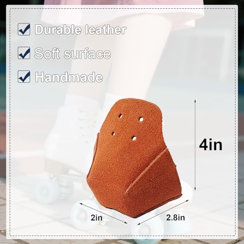 100% Real Cowhide | Toe Cap Guard Protectors | Roller Skate Derby Speed 1 Pair(Brown) - color: Brown-1
