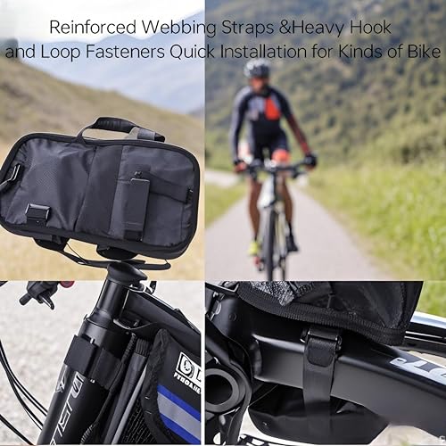 Waterproof Touchscreen Bike Phone Mount - Top Tube Frame Bag for Cycling, 6.8'' Phone Holder & Anti-Shock Storage bag,Bicycle Accessories(Blue) - color: Blue