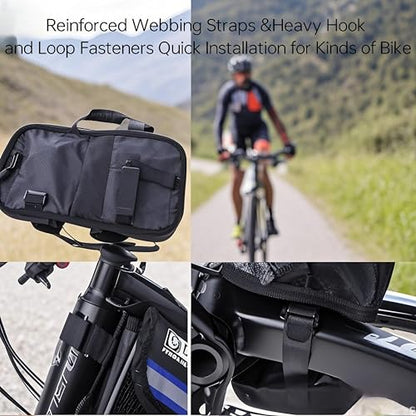 Bike/Bicycle Bag,Bike Phone Holder Mount Bag,Touchscreen Bike Phone Mount under 6.8”,Waterproof, Bicycle Accessories Frame Storage Bag(Red) - color: Red