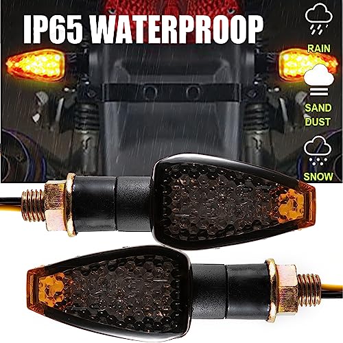 Mini Stalk Arrow Light Motorcycle Turn Signals Lights 10mm Universal Motorbike LED Indicator Blinker Amber Lamp(2 pcs) - color: Black-Smoke