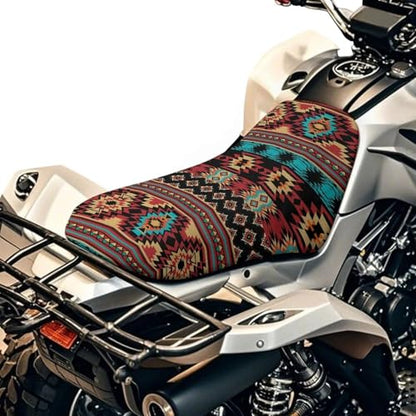 SEANATIVE Brown Aztec ATV Seat Cover Waterproof Non-Slip Universal Four Wheeler Seat Cover Motorcycle Passenger Seat Cushion Breathable Padded Protector - color: Brown Aztec