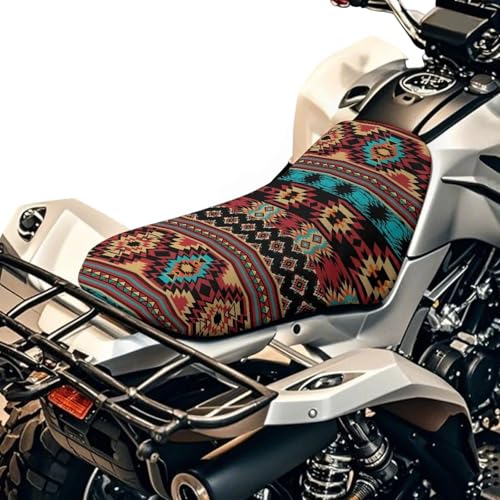 SEANATIVE Brown Aztec ATV Seat Cover Waterproof Non-Slip Universal Four Wheeler Seat Cover Motorcycle Passenger Seat Cushion Breathable Padded Protector - color: Brown Aztec