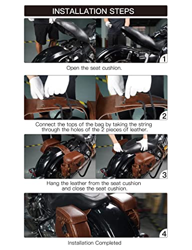 NICECNC Motorcycle Saddle Bags, PU leather Motorcycle Saddlebags with Cup Holder, Reinforced Straps & Saddle Piece, Throw Over Side Accessories Bags, Brown - size: 25L-Brown1