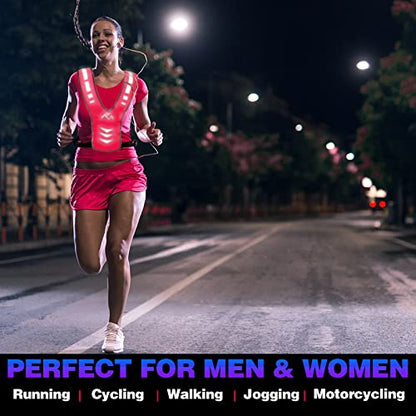 GoxRunx Reflective Running Vest Gear with Reflective Bands for Women Men Safety Reflective Vest for Walking Running Cycling at Night - color: Pink