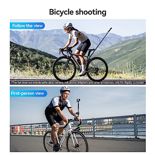 TELESIN 360 Dual Ball Clamp Mount, Bike Bicycle Motorcycle Handlebar Stick Pole Mount Holder Accessories for DJI Action 6/5/4/3, GoPro Mission 1 PRO, Hero 13 12, Insta360 Luna Ultra 360 X5, Xtra Muse - color: Metal Dual Ball
