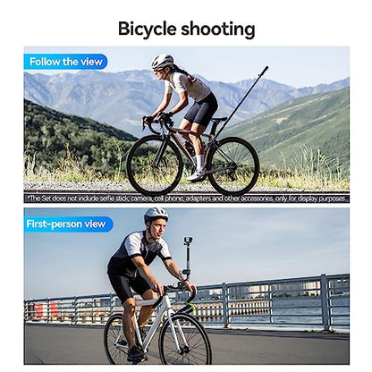 TELESIN 360 Dual Ball Clamp Mount, Bike Bicycle Motorcycle Handlebar Stick Pole Mount Holder Accessories for DJI Action 6/5/4/3, GoPro Mission 1 PRO, Hero 13 12, Insta360 Luna Ultra 360 X5, Xtra Muse - color: Metal Dual Ball