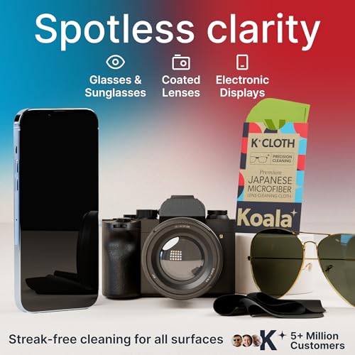 Koala Lens Cleaning Cloth | Japanese Microfiber | Glasses Cleaning Cloths | Eyeglass Lens Cleaner | Eyeglasses, Camera, VR/AR Headset, and Screen Cleaner | Black & Green (Pack of 6) - color: Black / Green, size: 6 Pack