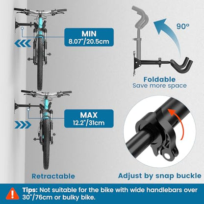 Housolution Bike Wall Mount - [1 Pack] EVA Foam Padded up to 48.5 lbs, Carbon Steel, Valve Mechanism, Heavy-Duty Adjustable Bike Wall Hanger for Road, Mountain and Hybrid Bikes, Garage & Apartment - size: 1 pack