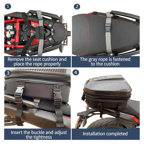Motorcycle Tail Bag 15L-20L Expandable Motorcycle Backpack Helmet Bag ABS Hard Shell Waterproof Motorbike Storage Bags, Dual Use Luggage Rucksacks with Storage(Carbon)