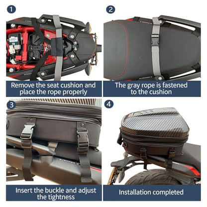 Motorcycle Tail Bag 15L-20L Expandable Motorcycle Backpack Helmet Bag ABS Hard Shell Waterproof Motorbike Storage Bags, Dual Use Luggage Rucksacks with Storage(Carbon)
