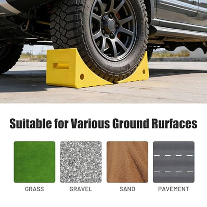 Yescom PU Wheel Chocks for Wheel Under 35" with 5ft Rope, 66,000 lbs Heavy Duty Capacity, Lightweight Car Chocks for Off-Road Car, Full-Size Pickup, Heavy-Duty Trucks - size: for Wheel under 35", 2Pack