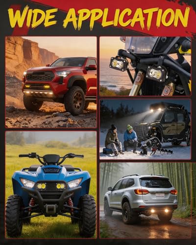 LED Pod Light 2PCS 3inch 40W 4000LM Combo Beam Baja Light with DT Wiring Harness Kit Backup Driving Lights Off Road Low Profile LED Light Bar Fog Lights for Motorcycle Truck UTV ATV Pickup - size: 3inch - Combo